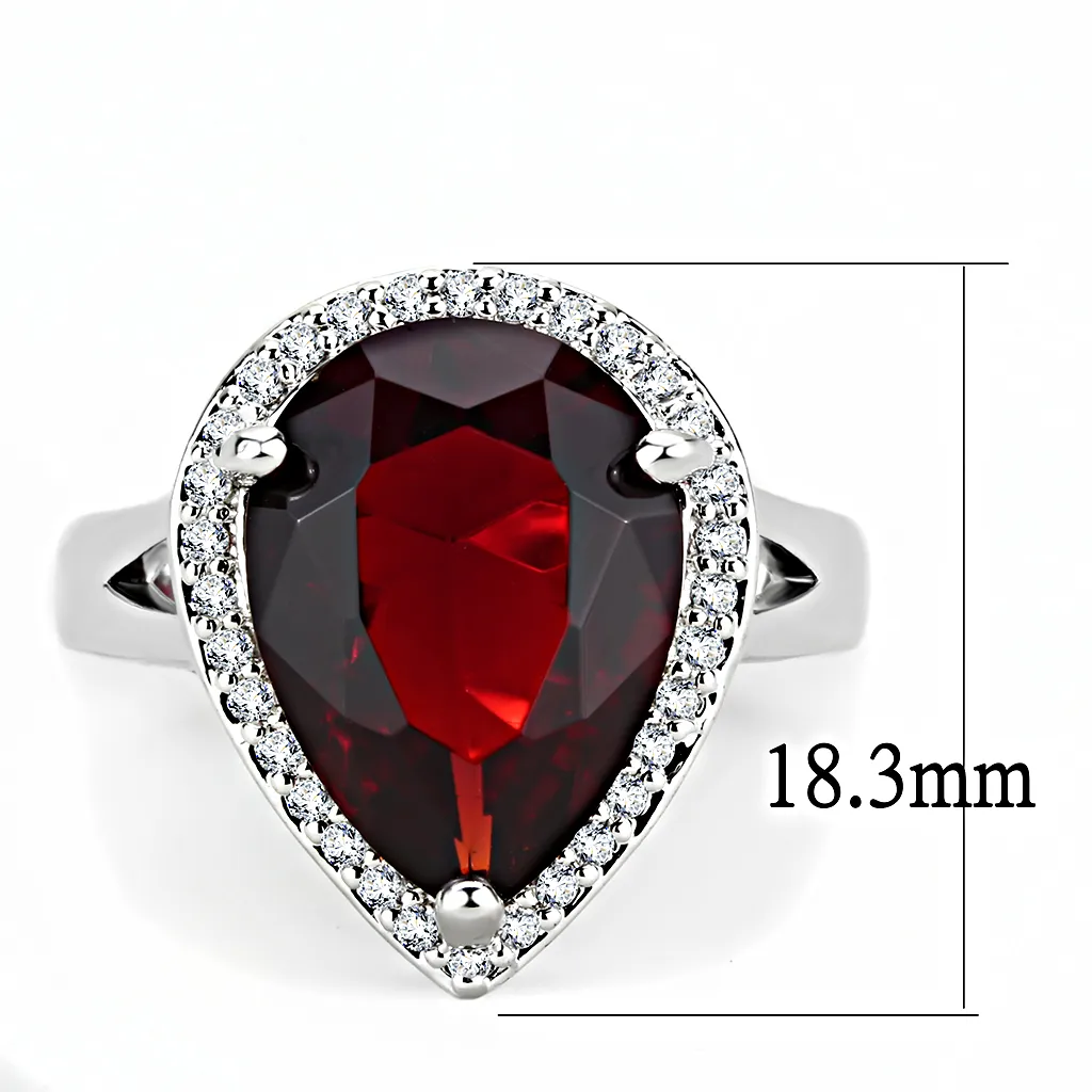 3W1438 - Brass Ring Rhodium Women Synthetic Siam