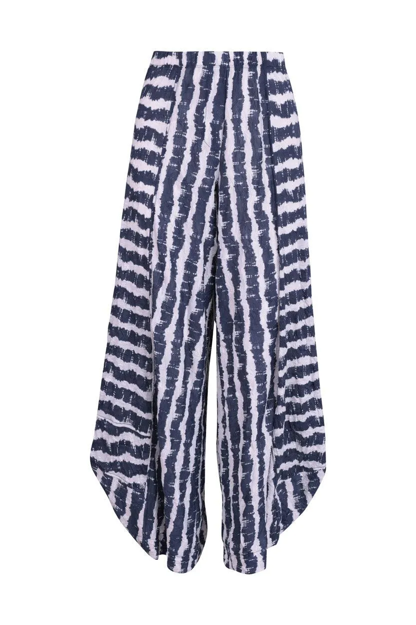 Ash Crinkle Punto Pants, Navy