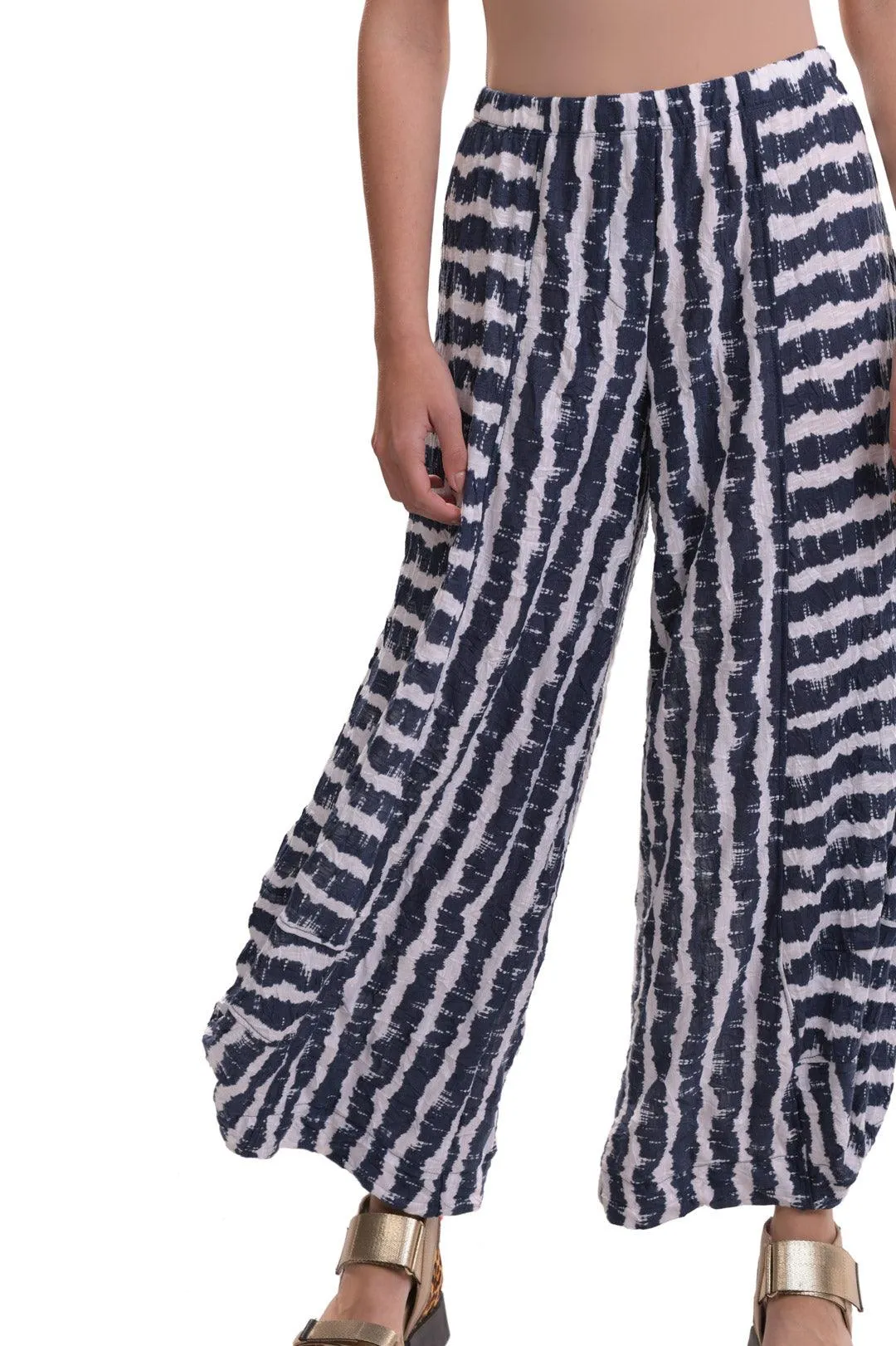 Ash Crinkle Punto Pants, Navy