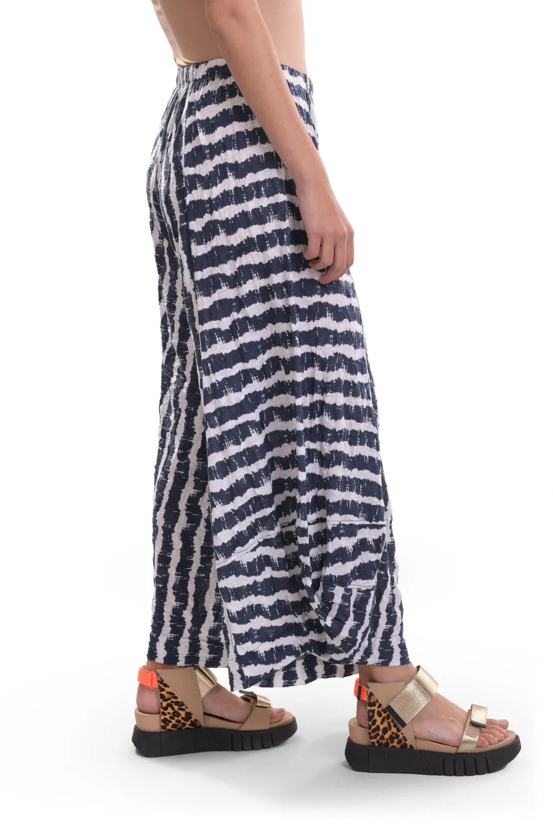 Ash Crinkle Punto Pants, Navy