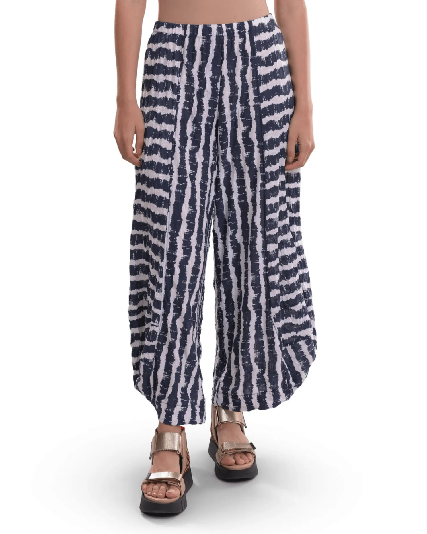 Ash Crinkle Punto Pants, Navy