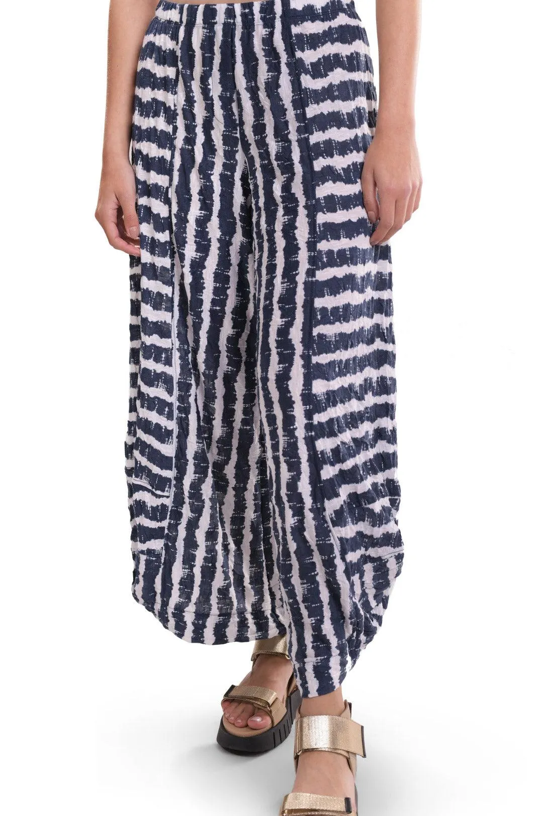 Ash Crinkle Punto Pants, Navy