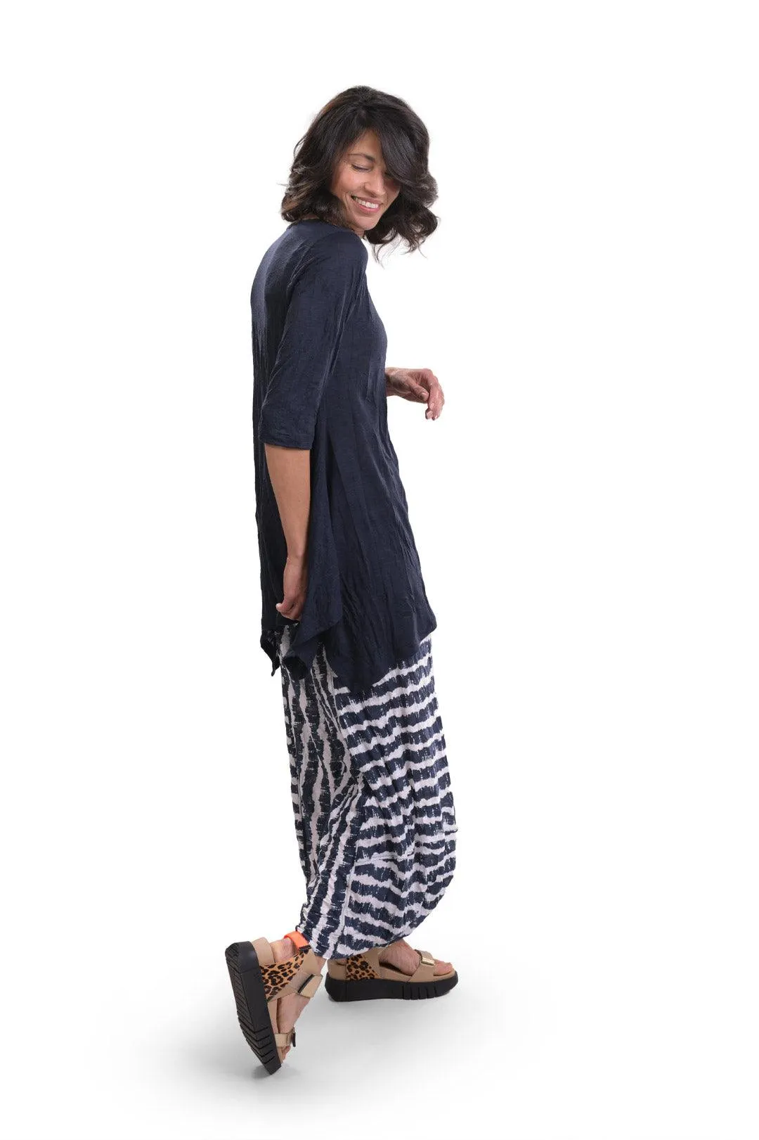 Ash Crinkle Punto Pants, Navy