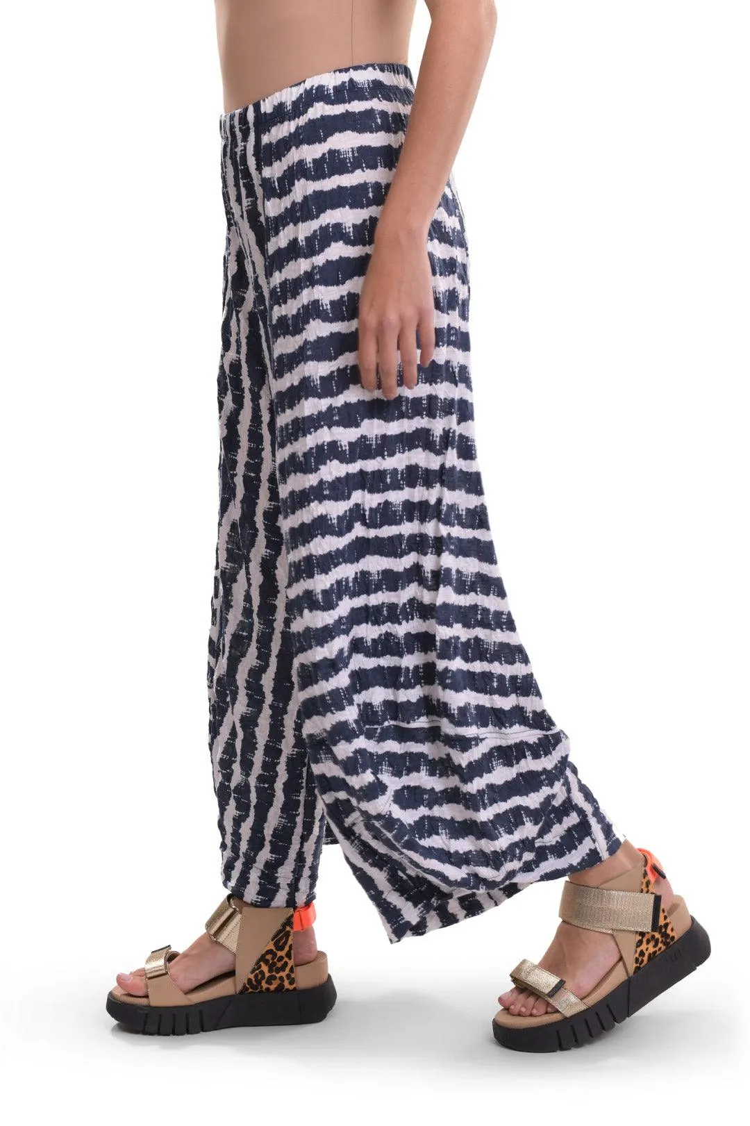 Ash Crinkle Punto Pants, Navy