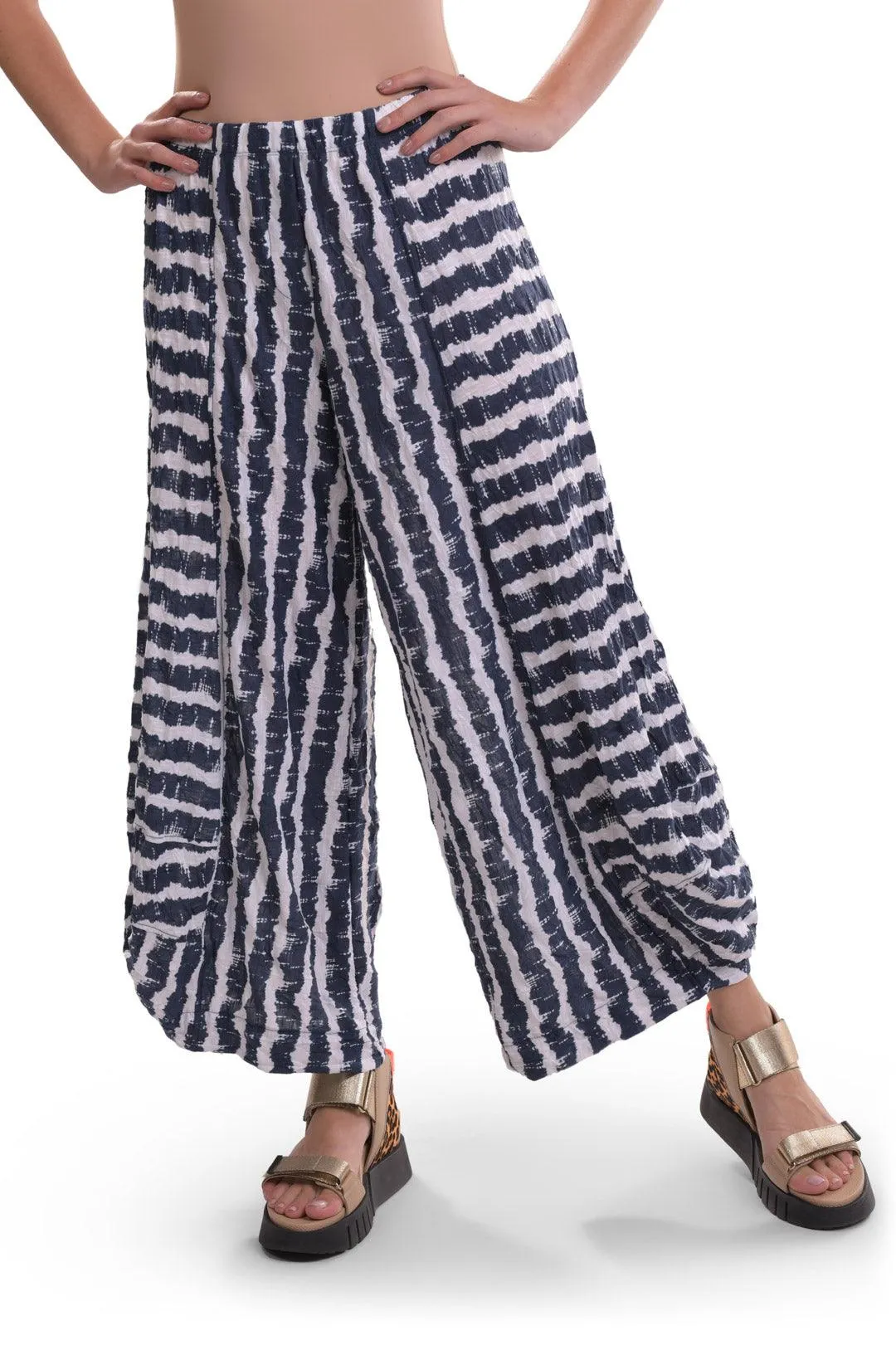 Ash Crinkle Punto Pants, Navy