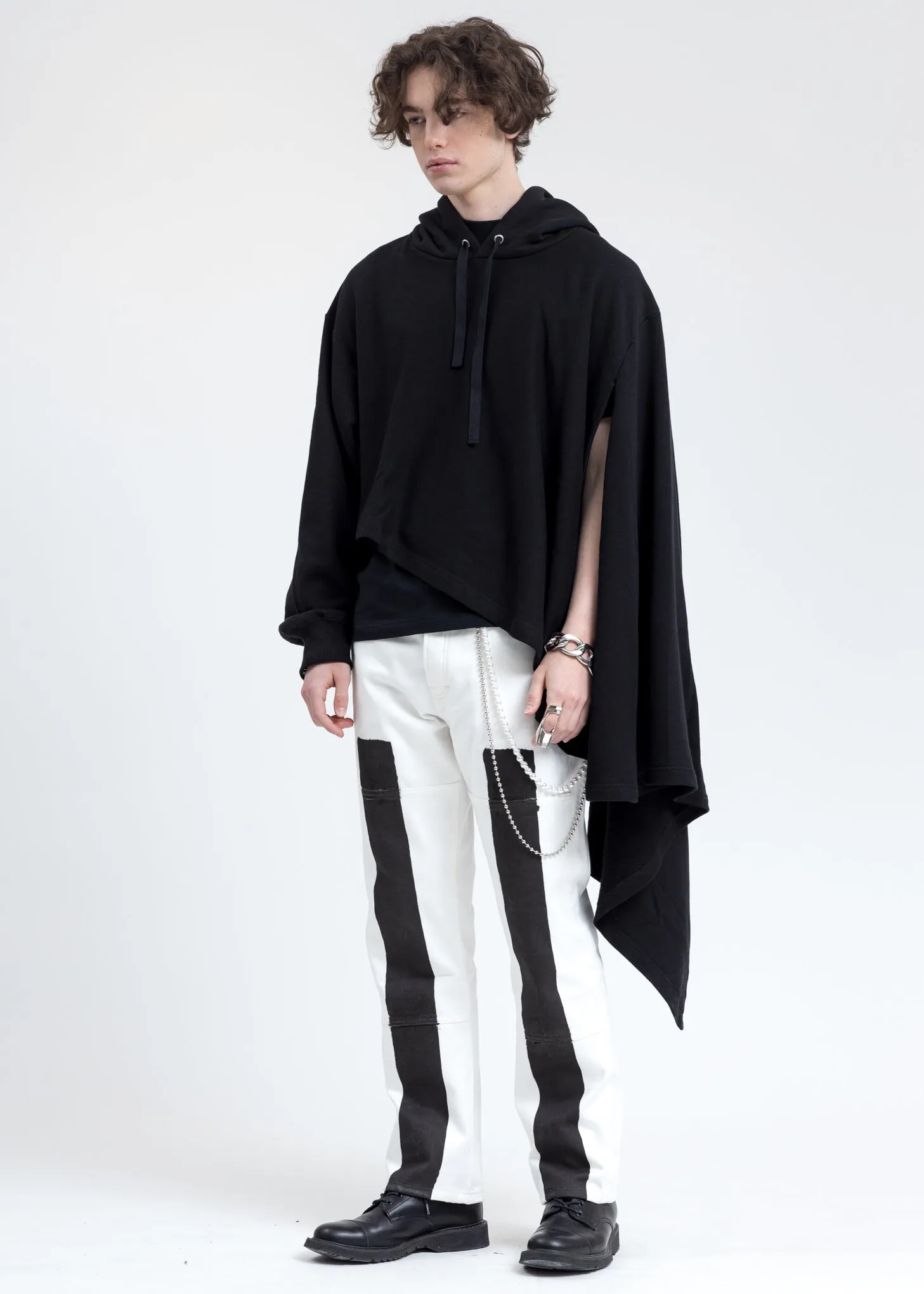 Black Asymmetric Drape Hoodie