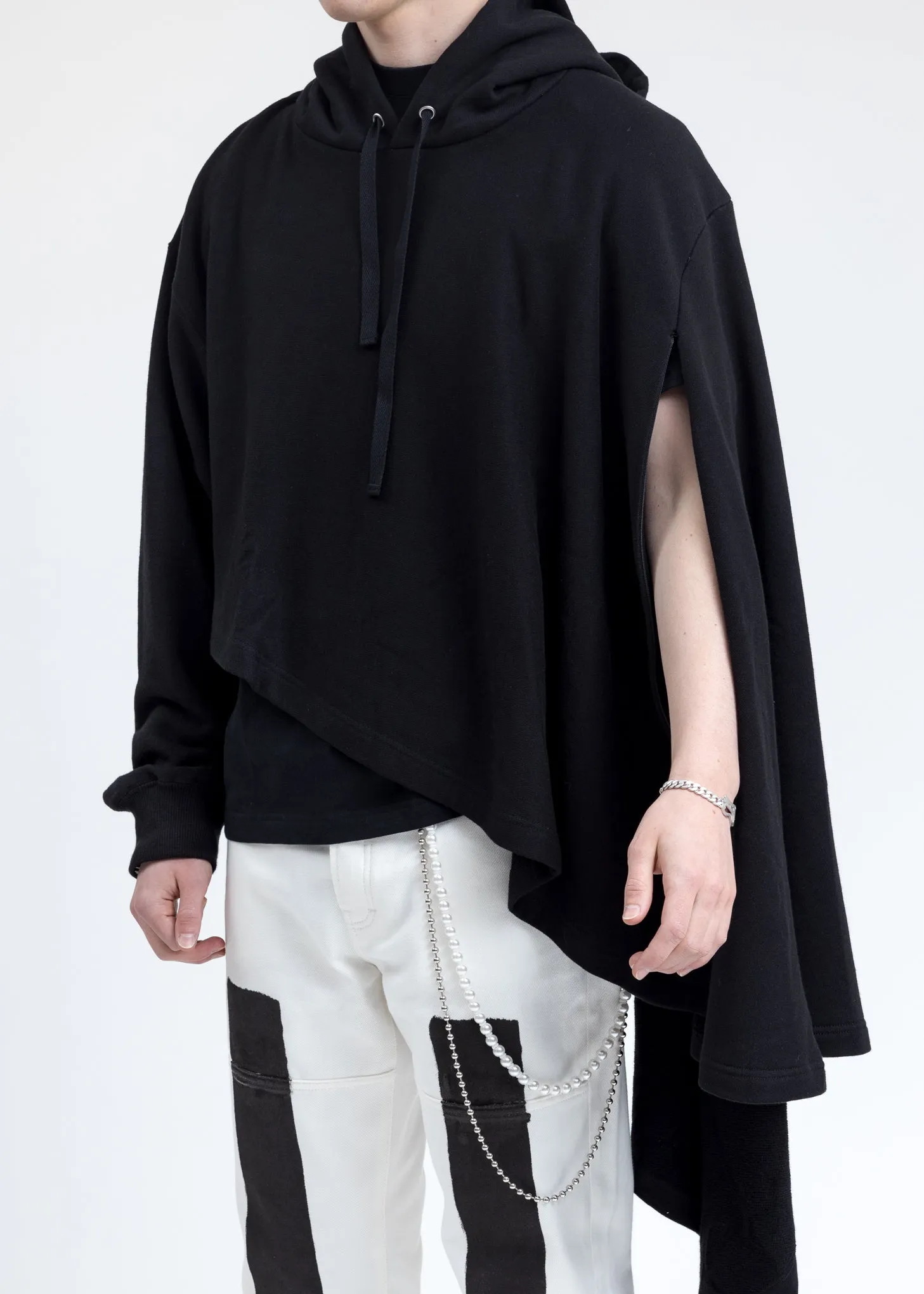 Black Asymmetric Drape Hoodie