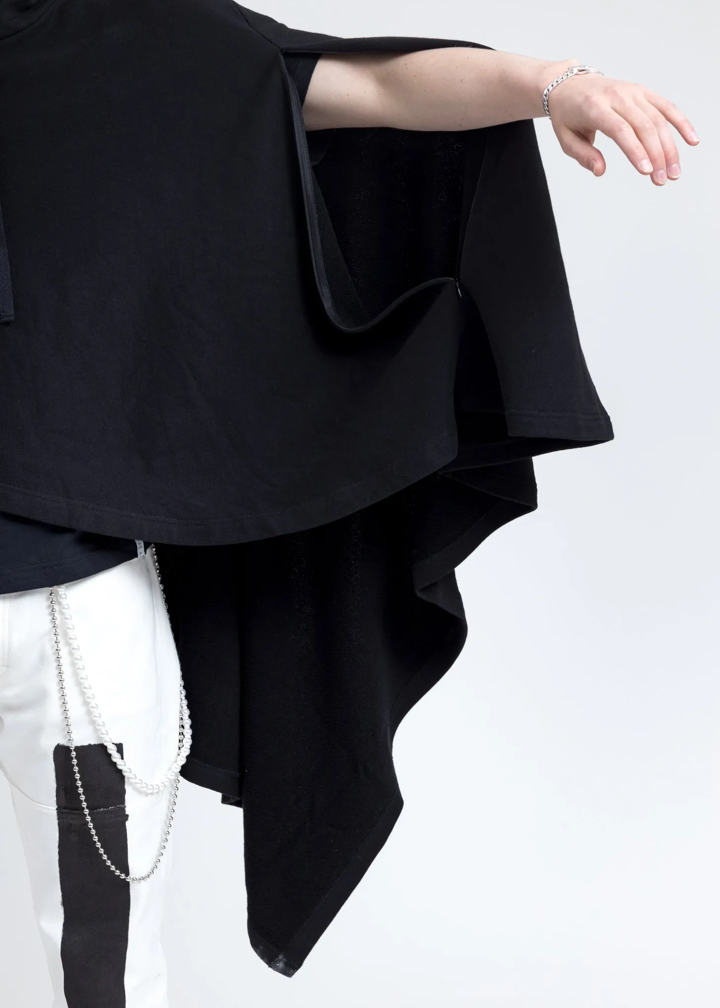 Black Asymmetric Drape Hoodie