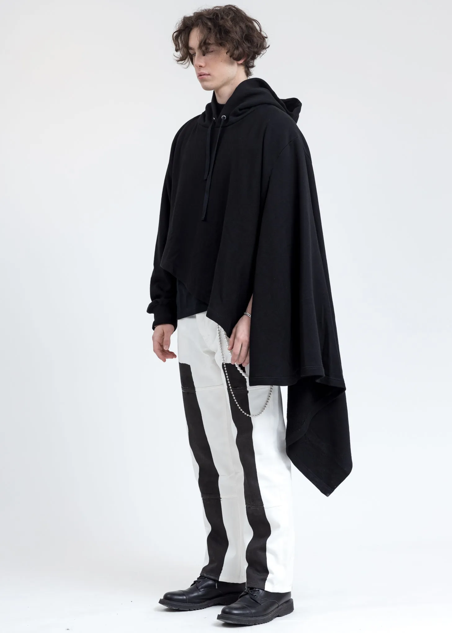 Black Asymmetric Drape Hoodie