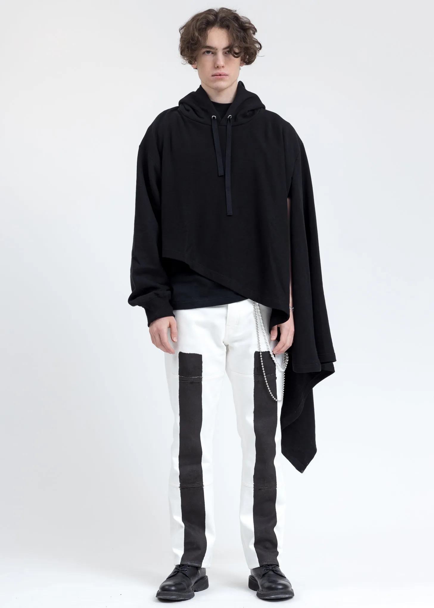 Black Asymmetric Drape Hoodie