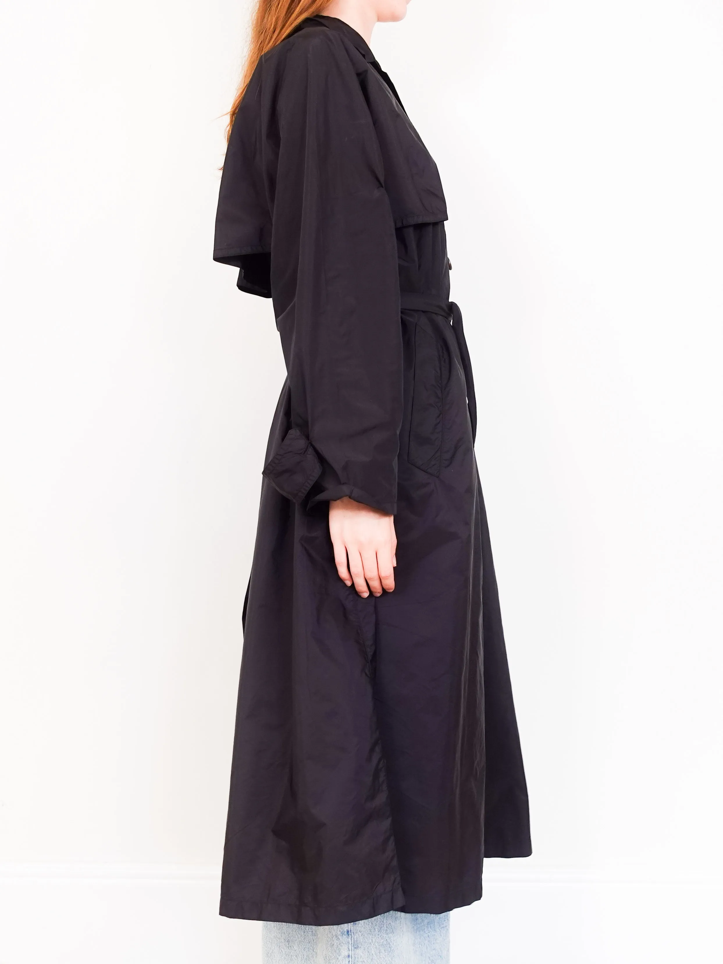 Black nylon trench coat RRP £2.4k
