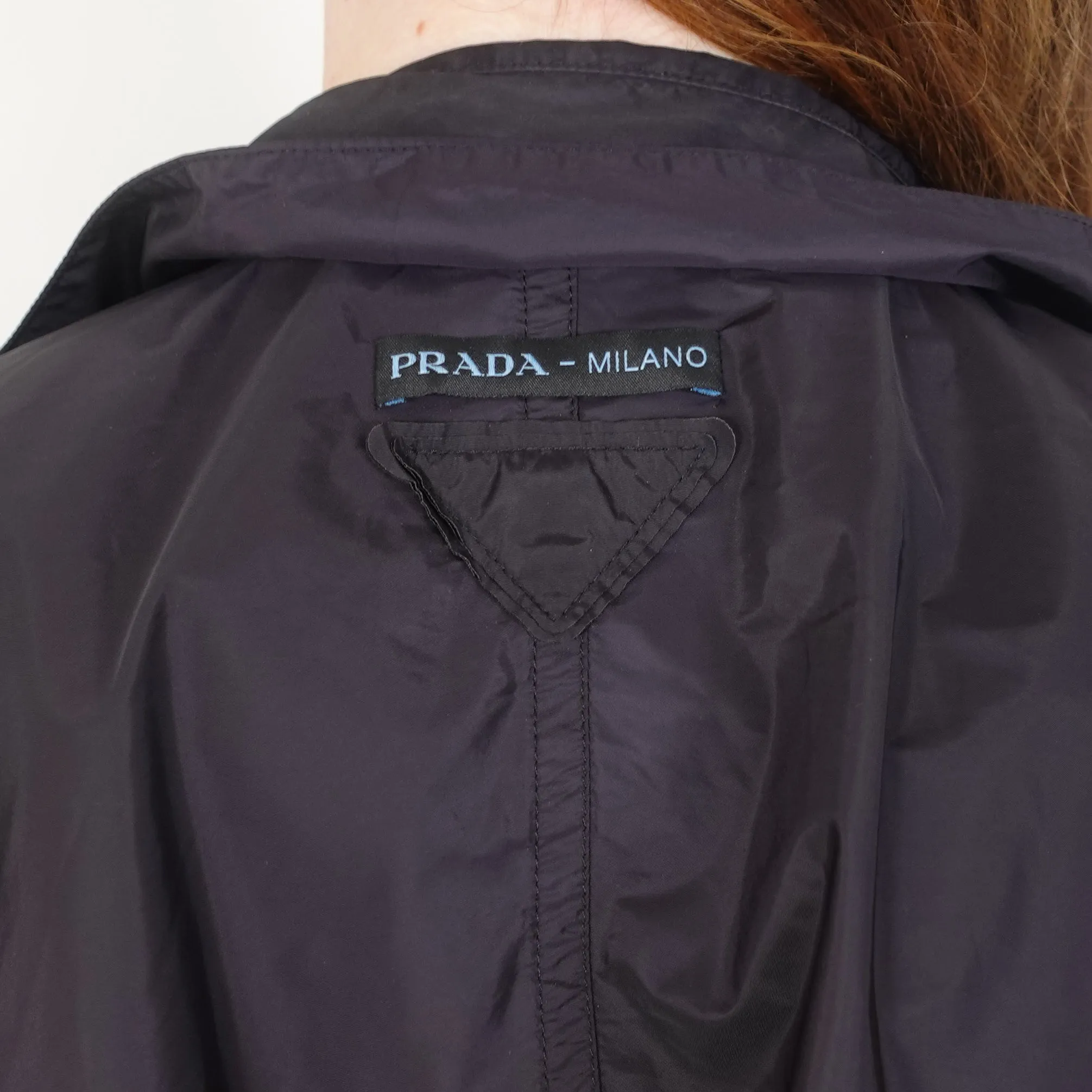 Black nylon trench coat RRP £2.4k