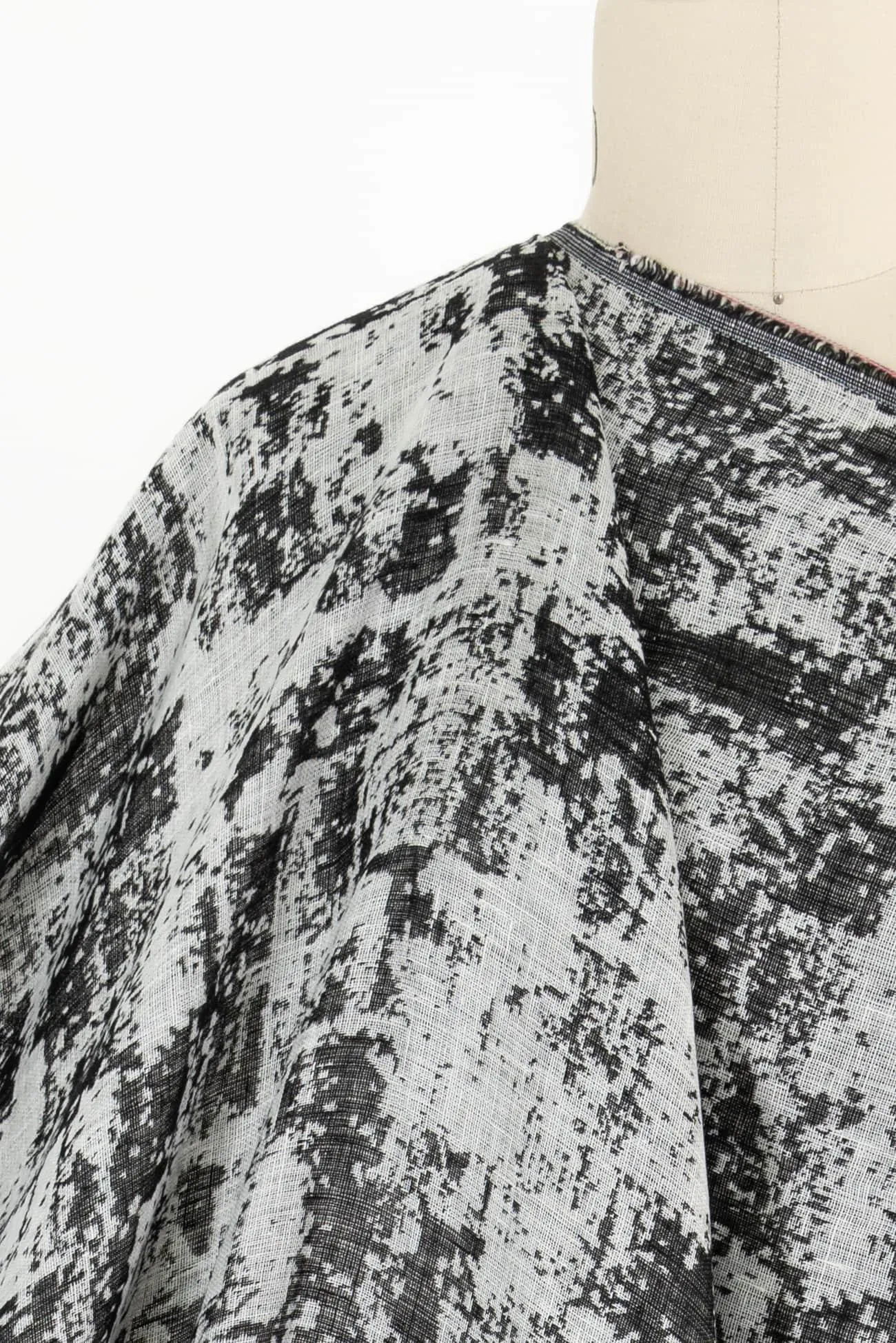 Black Spatter Cotton/Linen Jacquard Gauze Woven