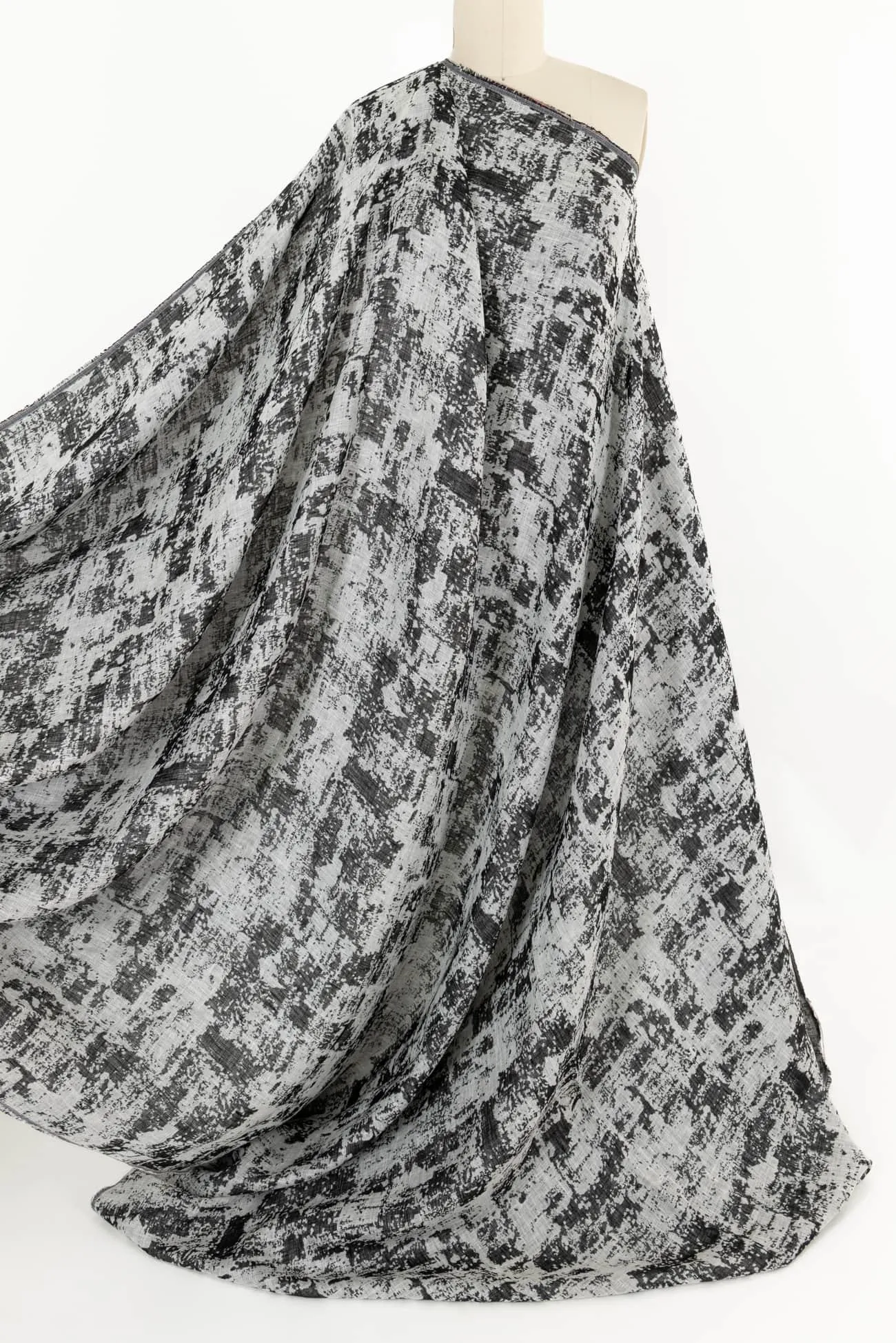 Black Spatter Cotton/Linen Jacquard Gauze Woven