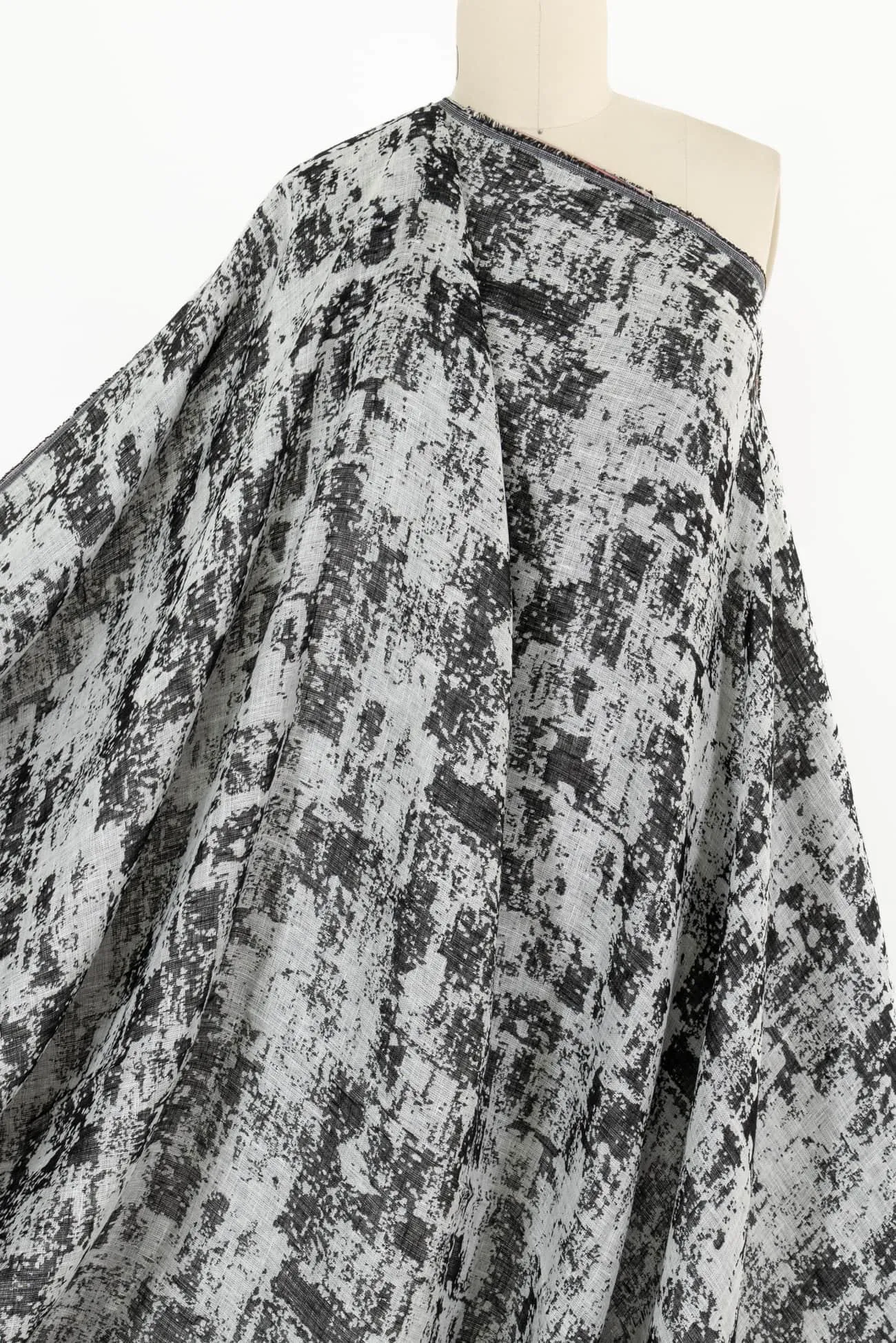 Black Spatter Cotton/Linen Jacquard Gauze Woven