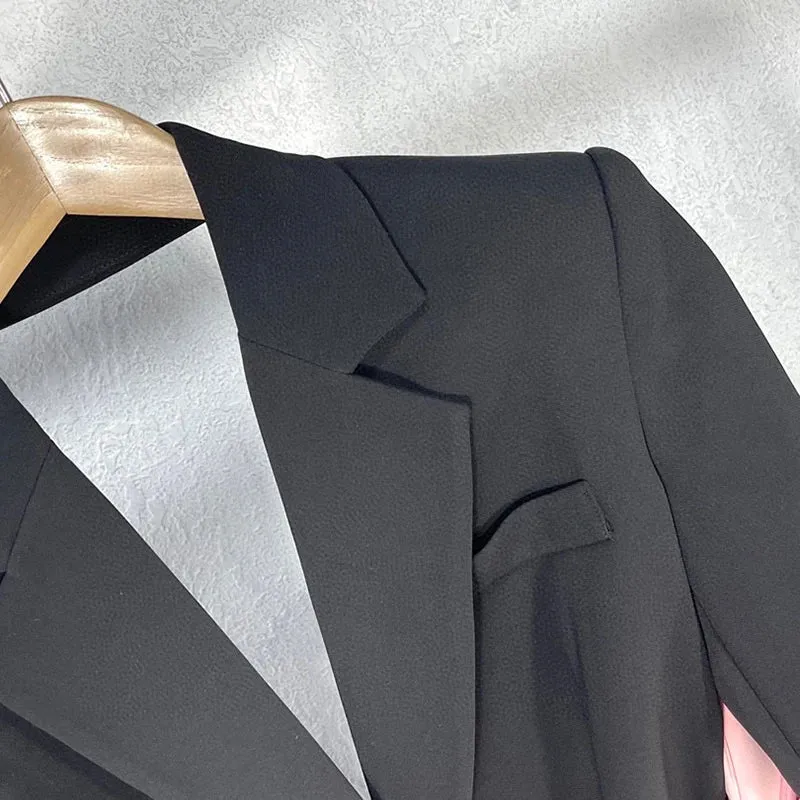 Blazer with Pink Satin Bow Sash