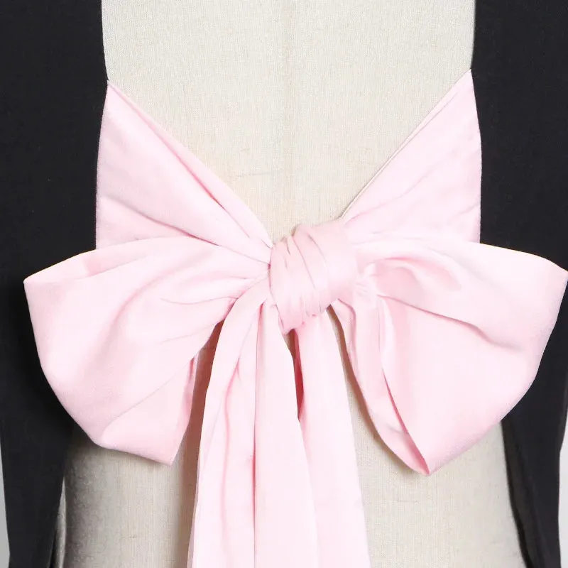Blazer with Pink Satin Bow Sash