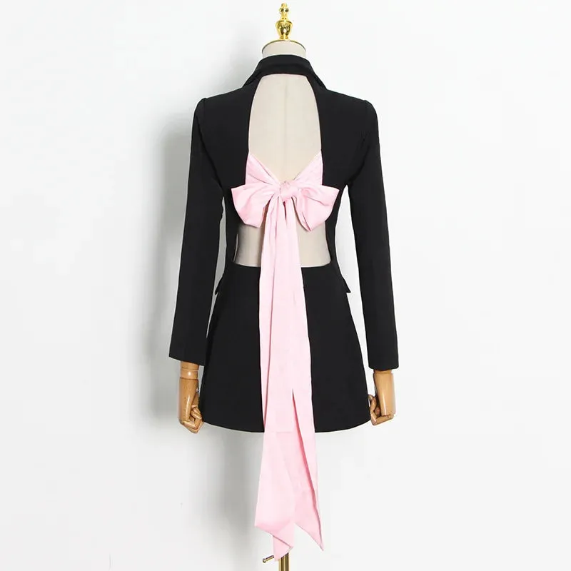 Blazer with Pink Satin Bow Sash