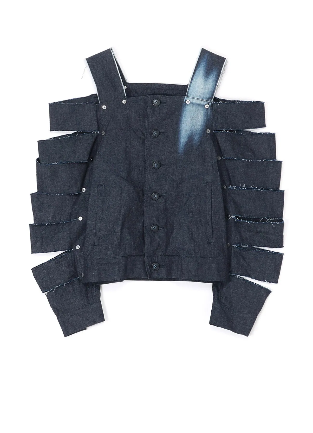 BLEACHED DENIM JACKET WITH CUT-OUT DETAILS