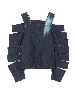 BLEACHED DENIM JACKET WITH CUT-OUT DETAILS