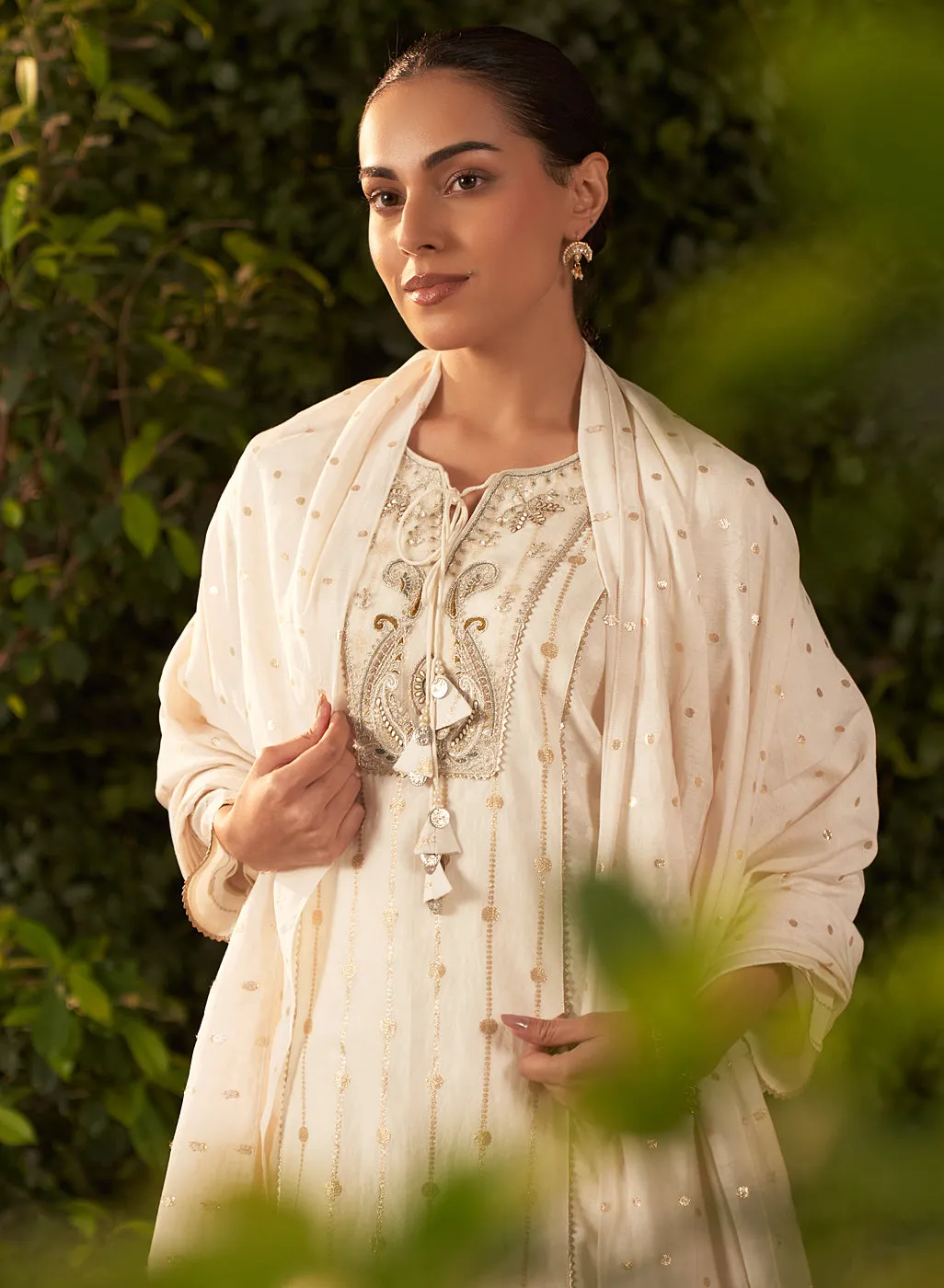 Blossom Royal Ivory embroidered Chanderi Salwar Kurta Set with Dupatta