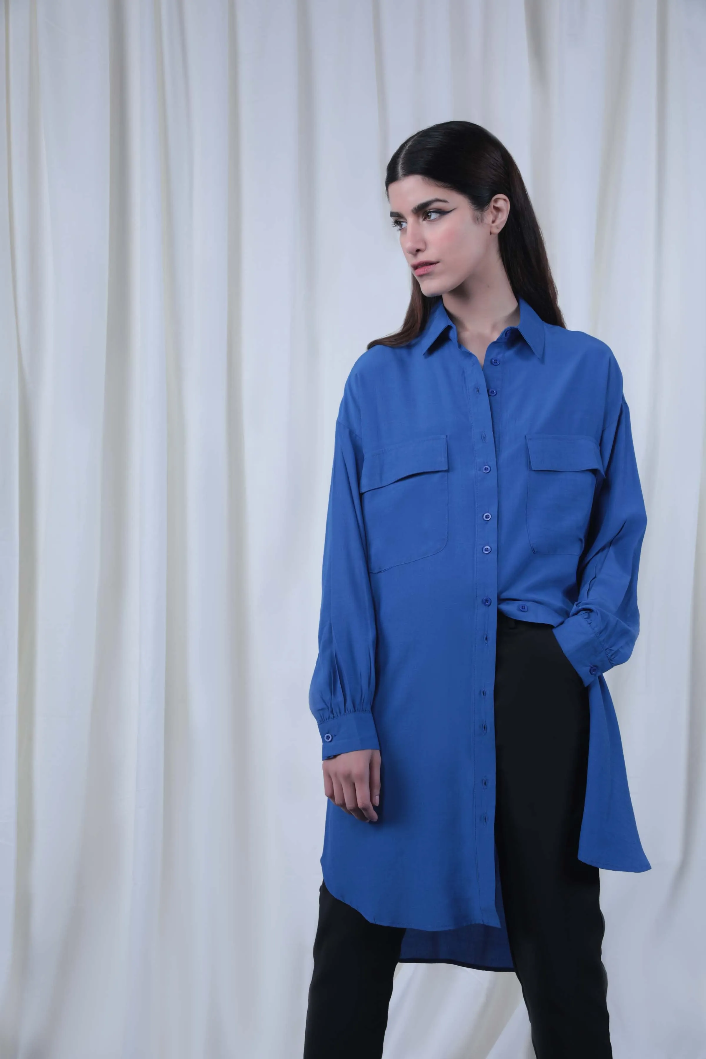 Blue Long Buttoned Shirt