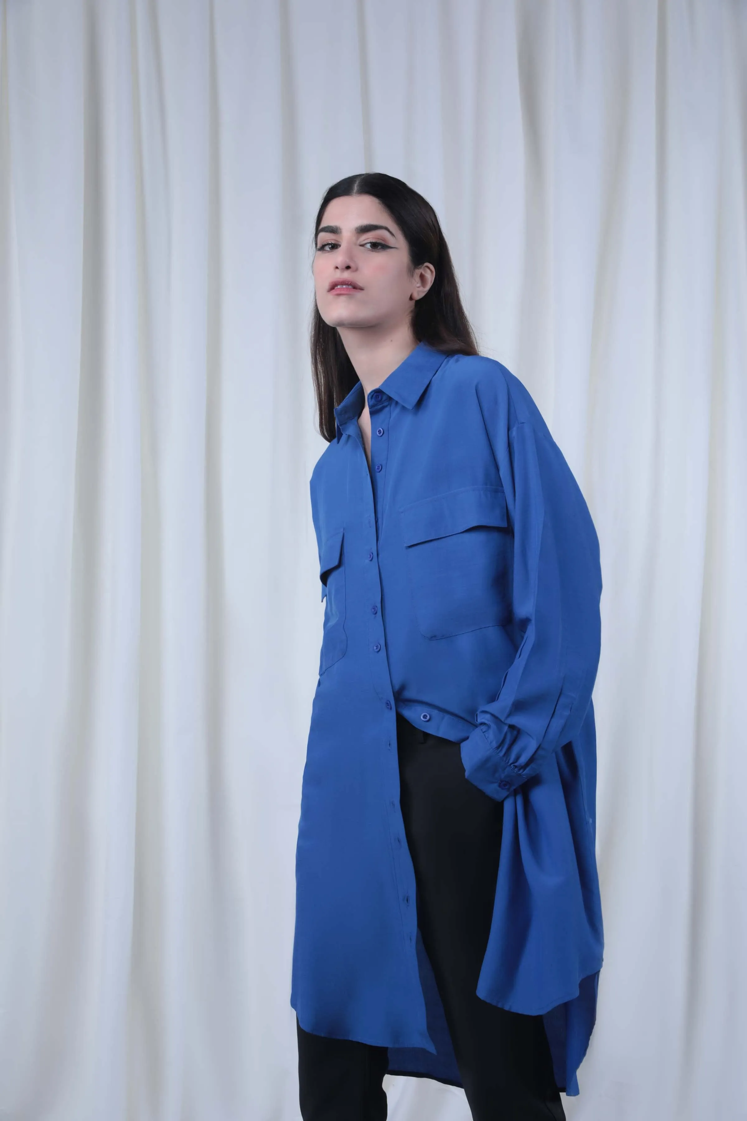Blue Long Buttoned Shirt