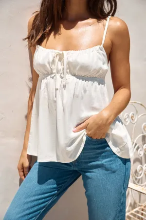 Clarabelle Linen Cami Top White