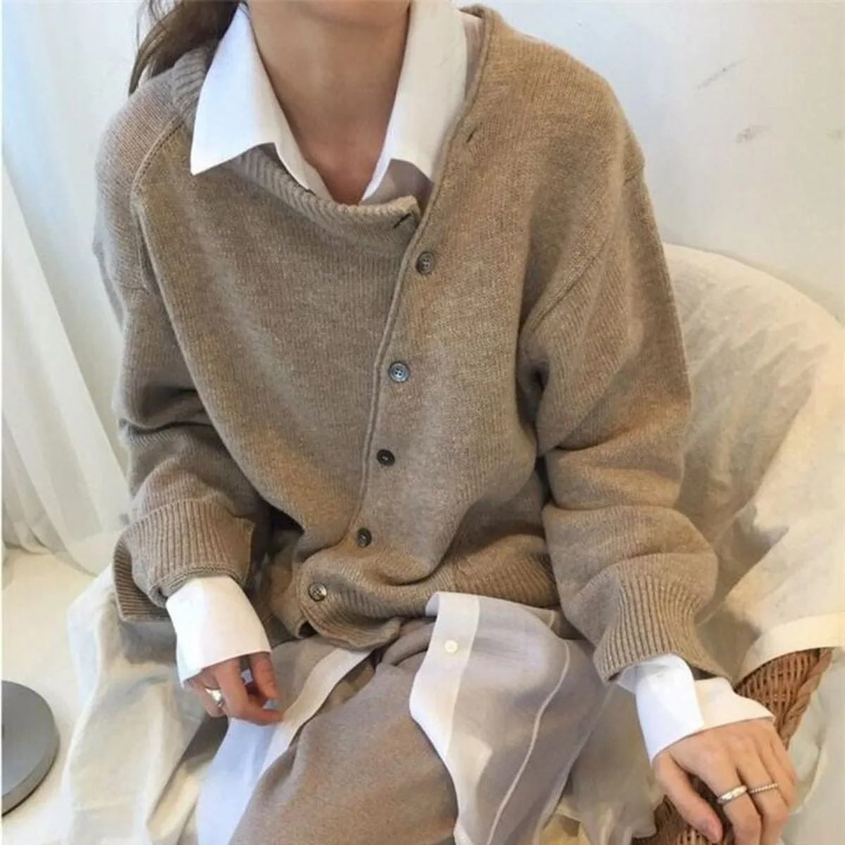 Comfortabel kasjmier jack voor dames - Warm, stijlvol & zacht, met knoopdetails, polyester