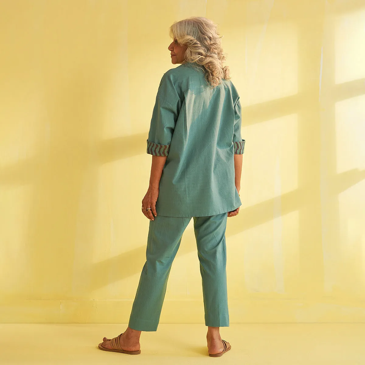 Cotton Co Ord Set for Women | Teal Blue