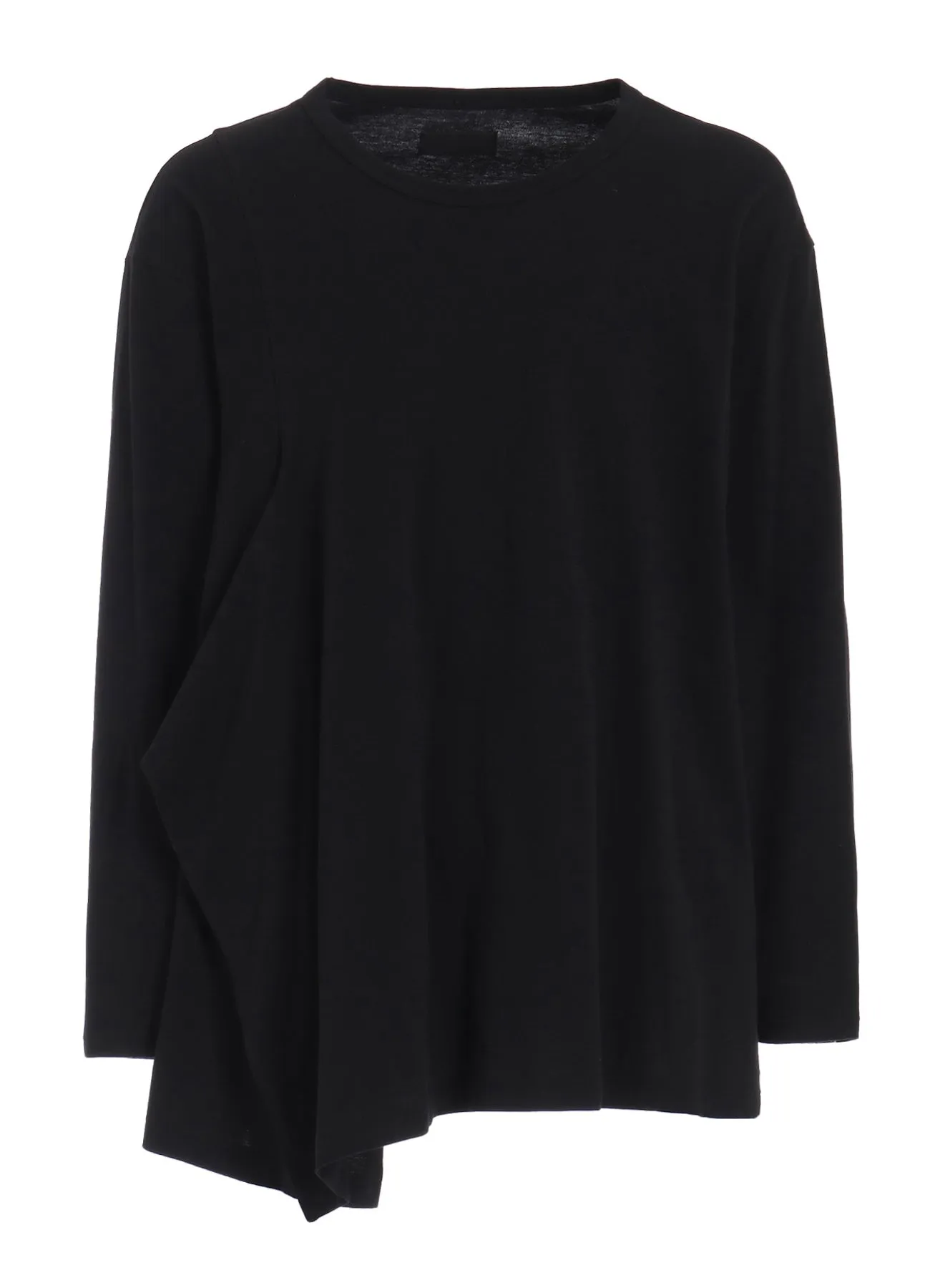 COTTON JERSEY FABRIC SWITCH L/S DRAPED T-SHIRT