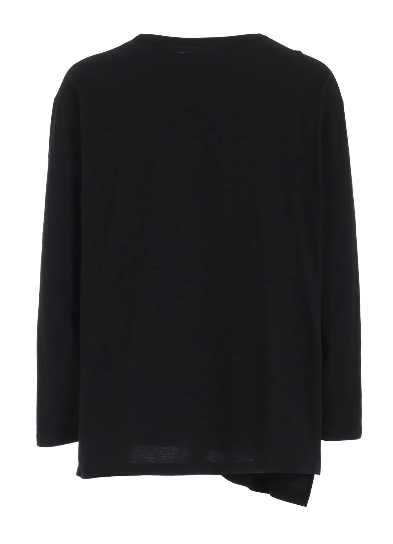 COTTON JERSEY FABRIC SWITCH L/S DRAPED T-SHIRT