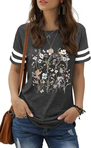 Dandelion Shirt for Women Funny Vintage Boho Flower Graphic Shirt Casual Wildflower Botanical Summer Tee Tops
