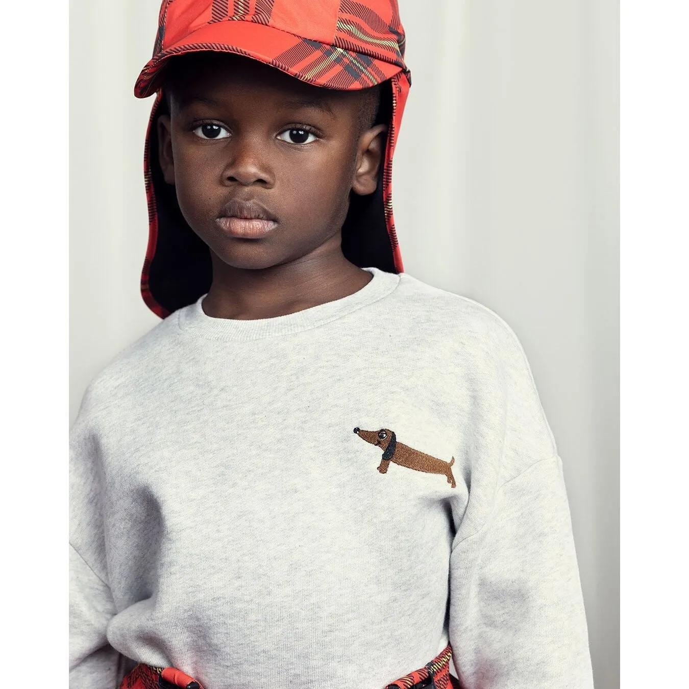 Dog Emb Sweatshirt - Grey Melange