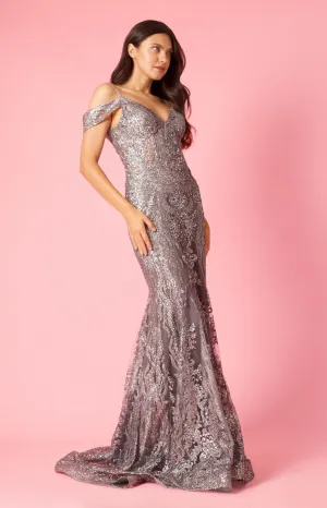 Dylan & Davids DD1354 Off Shoulder Sequin Corset Formal Dress