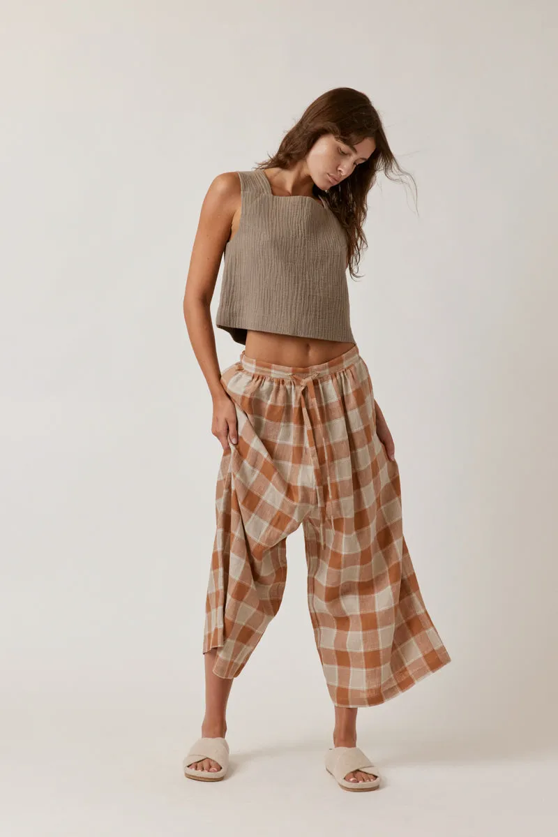 Front tie linen pants