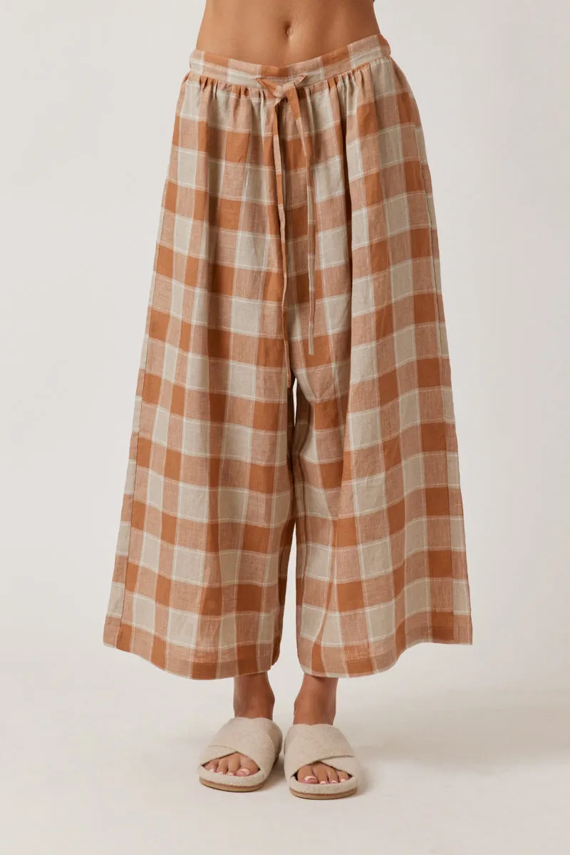 Front tie linen pants