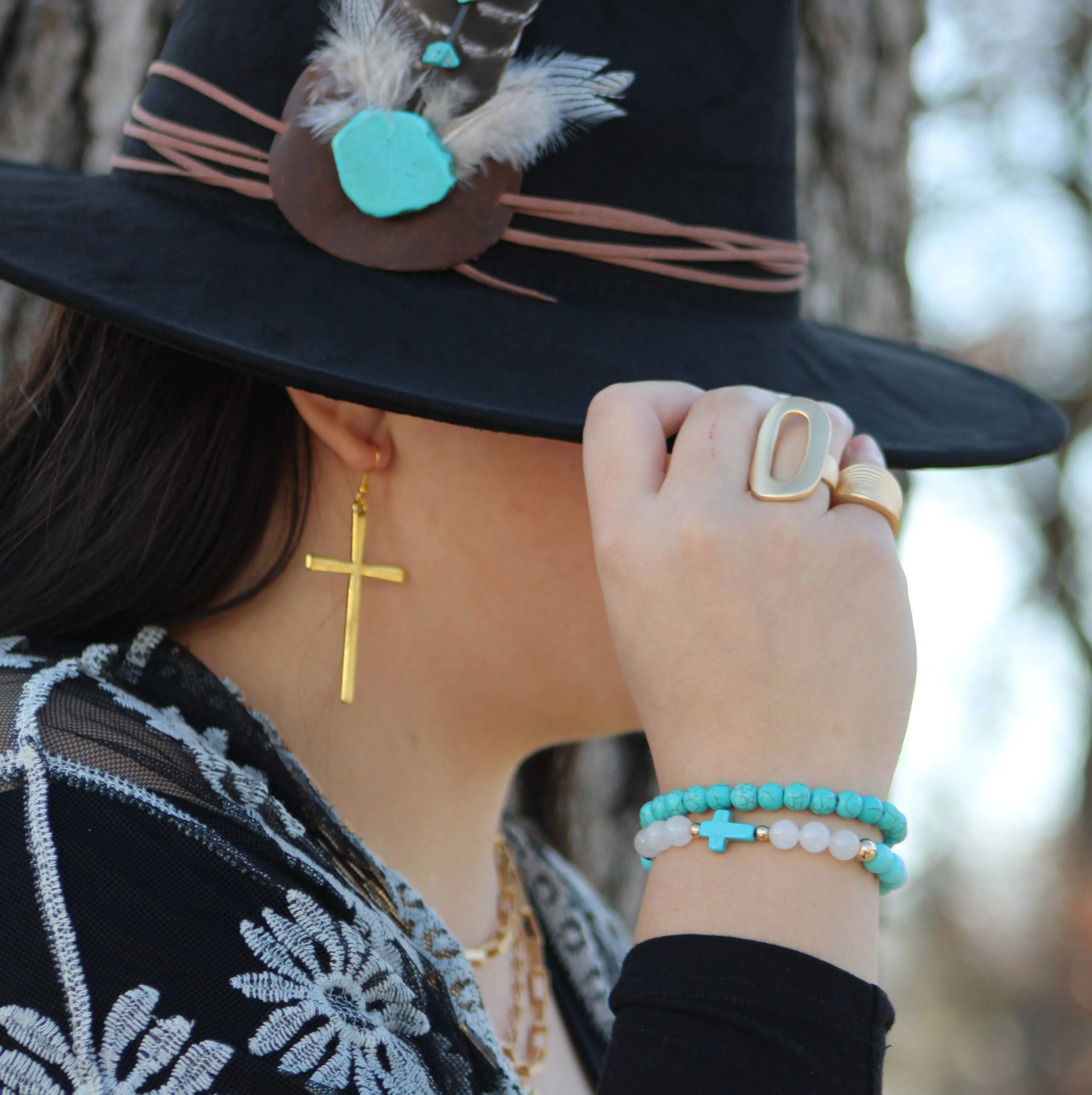 Gold Cross Earrings 211o