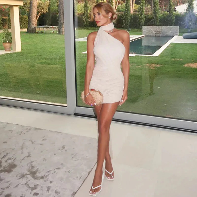 Halter Drape Bodycon Mini Dress