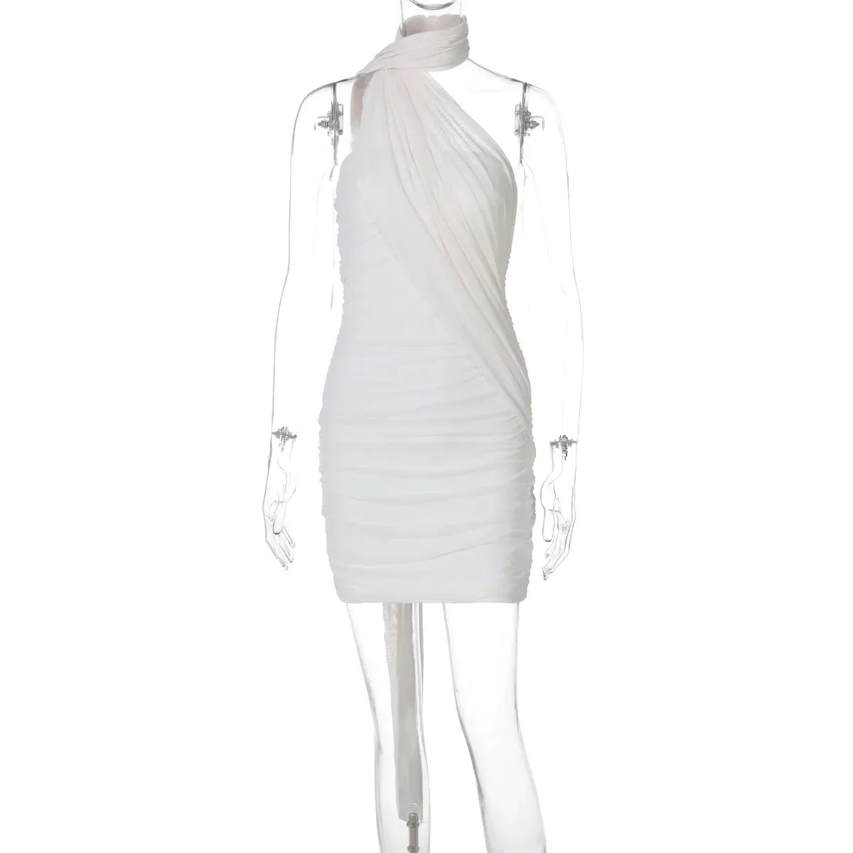 Halter Drape Bodycon Mini Dress