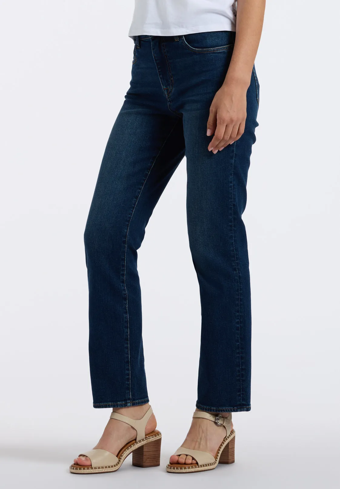 High Rise Straight Jayden Women's Jeans, Indigo Contrast - BL16062