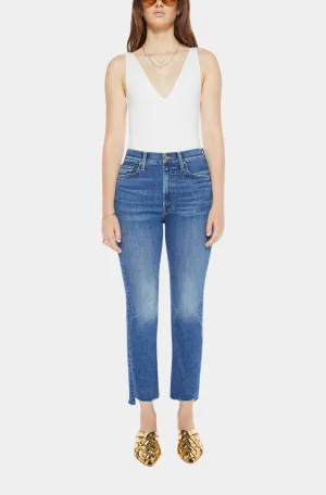 High Waisted Rider Ankle Step Fray Jeans