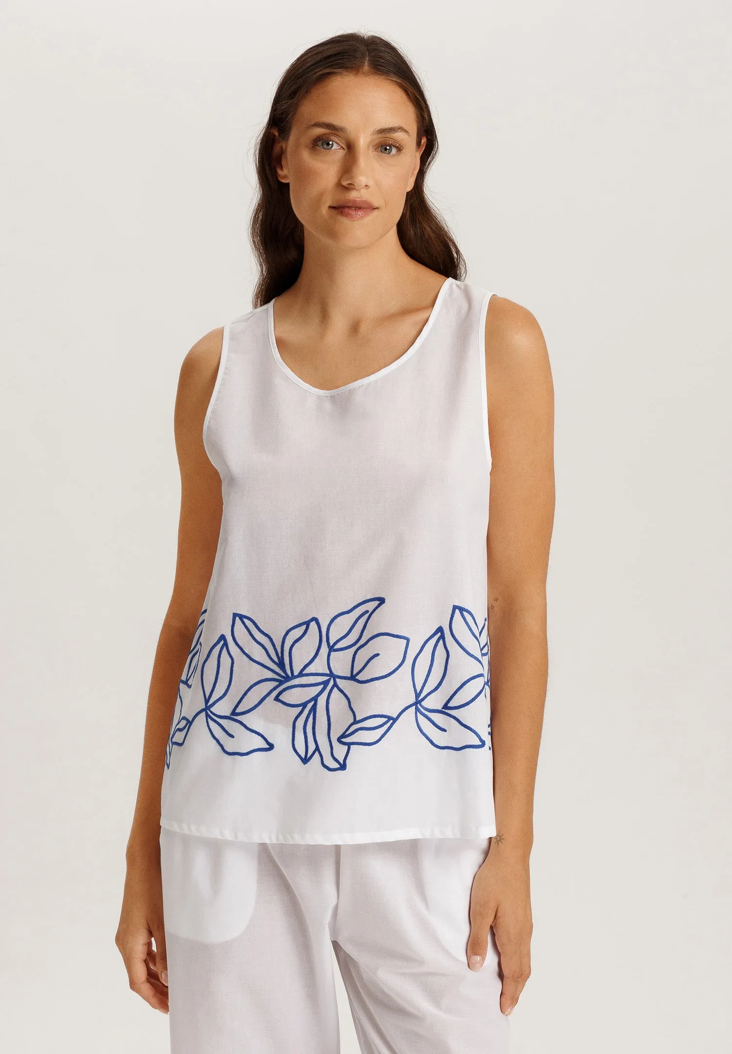 Liz Embroidered Cotton Tank Top | White 74799-101