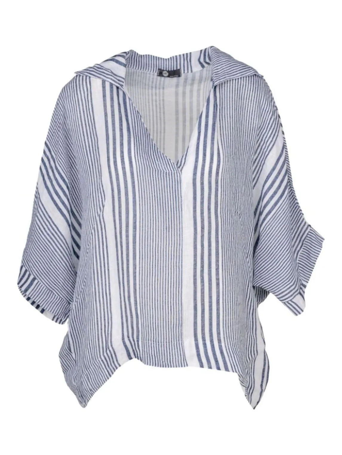 M Made in Italy  Ladies Woven Top  Navy Combo