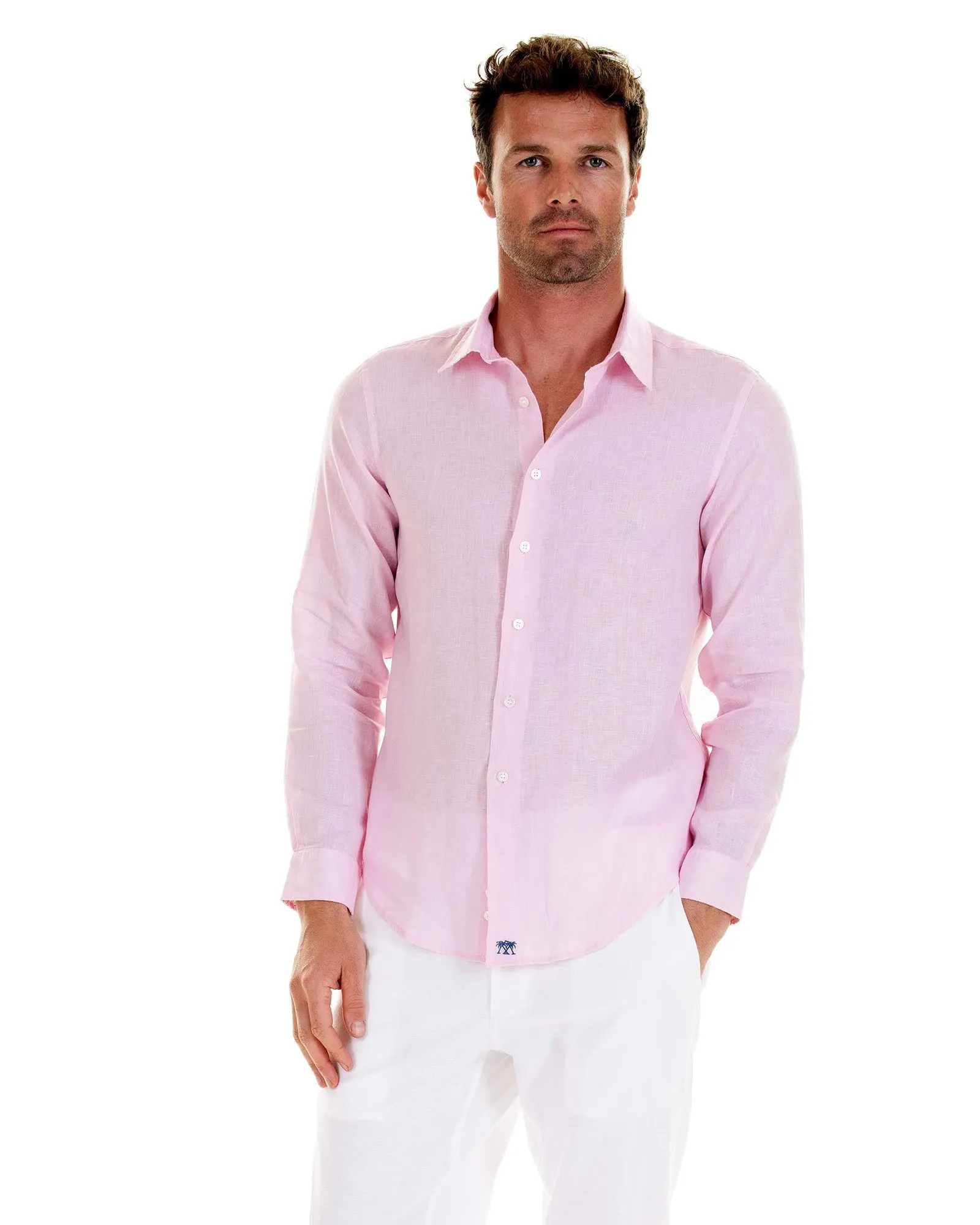 Mens Linen Shirt : PALE PINK