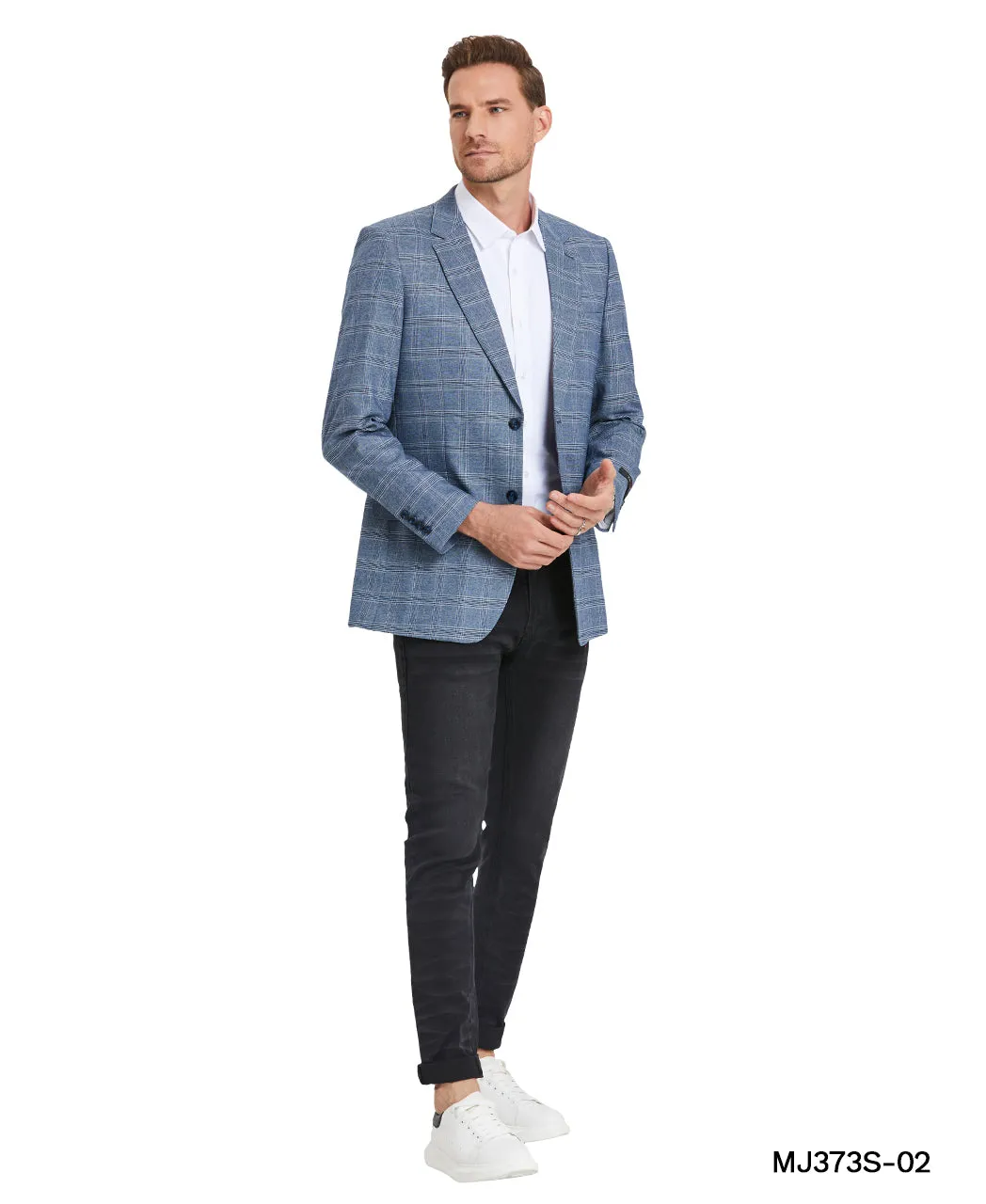 Men’s Plaid Slim-Fit Blazer with Notch Lapel – Modern Elegance &amp; Comfort | D&K Menswear