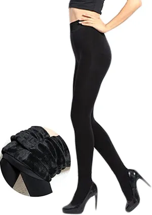 New Romastory Women's Winter Warm Pantyhose Tights Elastic Fleece Lined Leggings, Black, Sz S/M!