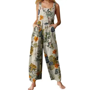 Overalls Women Summer Jumpsuit Outfits Plus Size Solid Color Casual Button Wide Leg Suspender Pants Overalls with Pockets