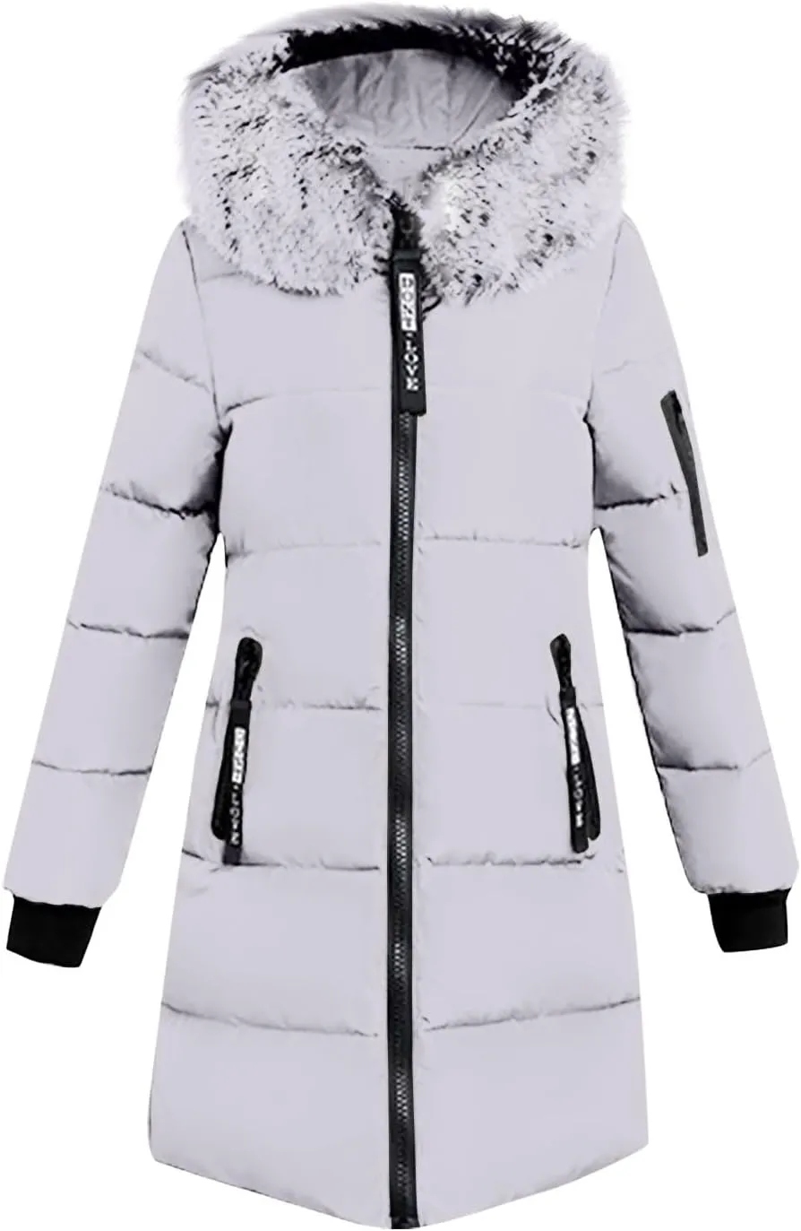 Oversized Faux Fur Hood Jackets for Women 2024 Winter Warm Parka Coats Long Quilted Jacket Thick Jacket Outerwear