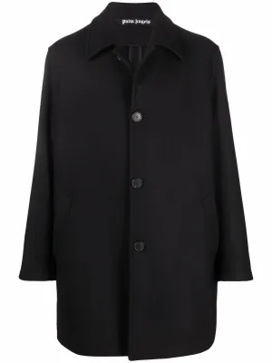 PALM ANGELS Curved Logo Classic Coat Black
